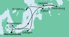 Route: Ostsee ab Warnemünde 2 mit AIDAmar