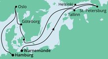 Route: Baltikum & Skandinavien ab Warnemünde mit AIDAaura