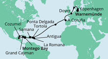 Route: Von Warnemünde nach Jamaika mit AIDAdiva