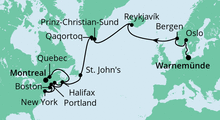 Route: Meergenießer ab Warnemünde nach Montreal mit AIDAdiva