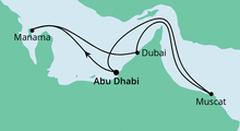 Route: Orient ab Abu Dhabi mit AIDAprima