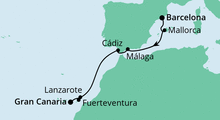 Route: Von Barcelona nach Gran Canaria mit AIDAnova