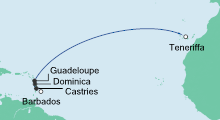 Route: Von Barbados nach Teneriffa mit AIDAperla