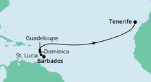 Route: Von Barbados nach Teneriffa mit AIDAperla
