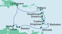 Route: Karibische Inseln 2 mit AIDAperla
