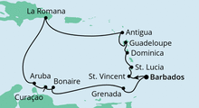 Route: Karibische Inseln 2 mit AIDAperla