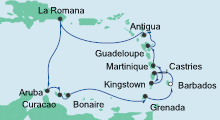 Route: Karibische Inseln 2 mit AIDAperla