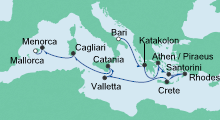 Route: Von Bari nach Mallorca mit AIDAcara