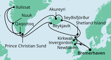 Route: Island & Grönland mit AIDAcara