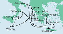Route: Griechenland & Mittelmeerinseln 1 mit AIDAmira