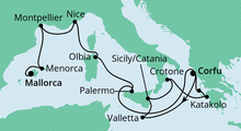 Route: Von Korfu nach Mallorca 3 mit AIDAmira
