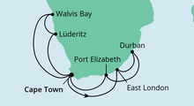 Route: Südafrika & Namibia 1 mit AIDAmira