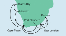 Route: Südafrika & Namibia 2 mit AIDAmira