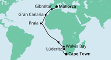 Route: Von Kapstadt nach Mallorca 2 mit AIDAmira