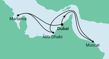 Route: Orient ab Dubai mit AIDAprima