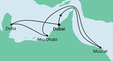 Route: Orient ab Dubai mit AIDAprima