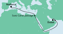 Route: AIDA Pur von Dubai nach Mallorca mit AIDAbella