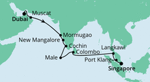 Route: Von Dubai nach Singapur 2 mit AIDAvita