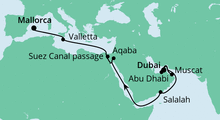 Route: Von Dubai nach Mallorca 2 mit AIDAprima