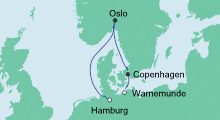 Route: Kurzreise von Hamburg nach Warnemünde mit AIDAdiva