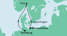 Route: Kurzreise von Hamburg nach Warnemünde mit AIDAdiva