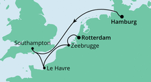 Route: Von Hamburg nach Rotterdam mit AIDAperla