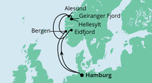Route: Norwegens Fjorde ab Hamburg mit AIDAsol