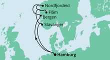Route: Norwegens Küste mit AIDAperla