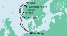 Route: Norwegens Fjorde mit AIDAperla