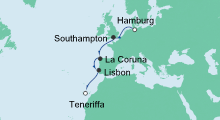 Route: Von Hamburg nach Teneriffa 2 mit AIDAperla