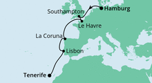Route: Von Hamburg nach Teneriffa 1 mit AIDAperla