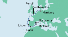 Route: Von Hamburg nach Mallorca mit AIDAsol
