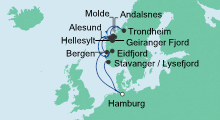 Route: Norwegens Fjorde mit AIDAsol