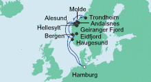 Route: Norwegens Fjorde mit AIDAsol