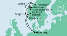 Route: Norwegens Fjorde mit AIDAsol