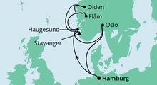 Route: Norwegens Küste mit Fjorden mit AIDAluna