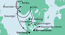 Route: Norwegen & Dänemark 2 mit AIDAaura