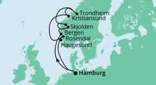 Route: Norwegens Fjorde mit Trondheim mit AIDAvita