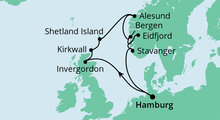Route: Nordische Inseln & Norwegen mit AIDAaura