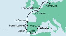 Route: Von Hamburg nach Mallorca 4 mit AIDAvita