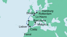 Route: Von Hamburg nach Mallorca 3 mit AIDAmar