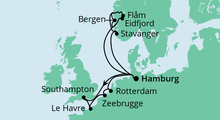 Route: Metropolen & Norwegen 1 mit AIDAperla