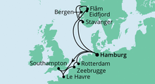 Route: Metropolen & Norwegen 1 mit AIDAperla
