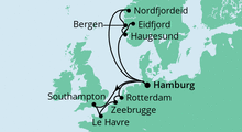 Route: Metropolen & Norwegen 1 mit AIDAperla