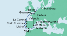 Route: Von Hamburg nach Mallorca 2 mit AIDAcara