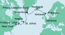 Route: Von Hamburg nach New York 2 mit AIDAluna