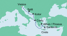 Route: Von Kreta nach Venedig mit AIDAblu