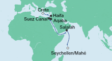 Route: Von Kreta auf die Seychellen mit AIDAblu