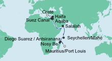 Route: Von Kreta nach Mauritius 2 mit AIDAblu