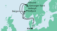 Route: Norwegens Fjorde 4 ab Kiel mit AIDAbella